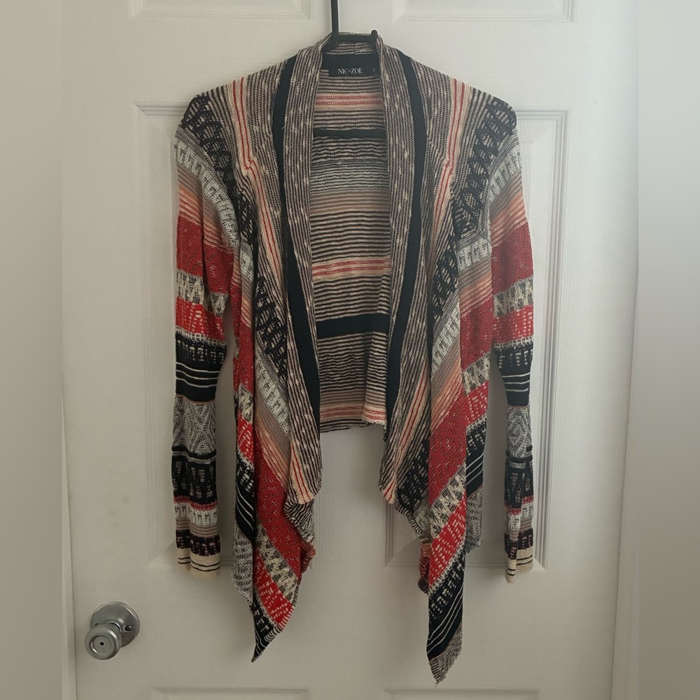NIC+ZOE linen blend patterned flowy cardigan